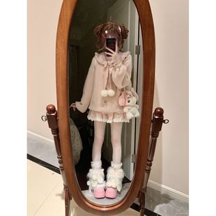 【软软】毛茸茸古着感日系软糯针织开衫粉色短款半身裙甜美套装