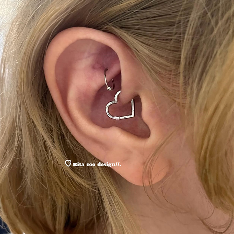 日本小众爱心rook钉耳骨环耳环