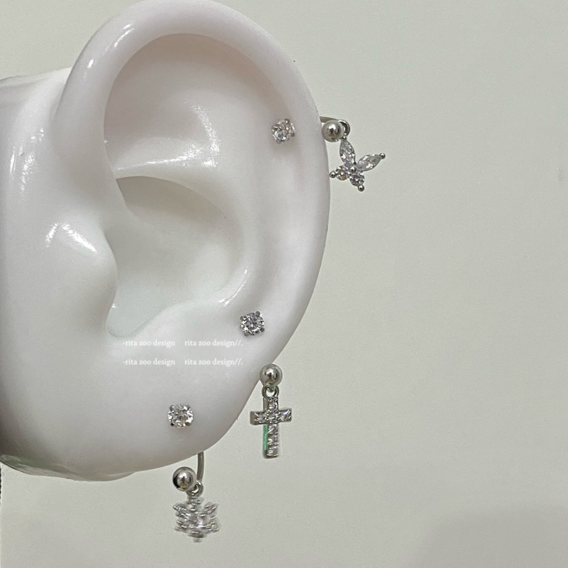 小众个性十字架蝴蝶天使马蹄耳环