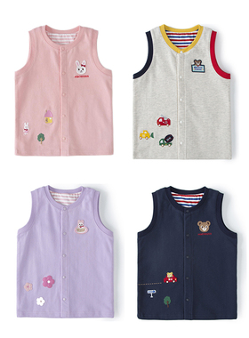 miki儿童马甲春夏薄款日系纯棉男童坎肩卡通女宝宝小外搭兔子背心