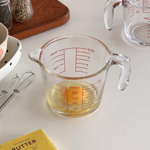 透明玻璃量杯带刻度家用牛奶刻度杯食品级烘焙打蛋杯子计量水杯