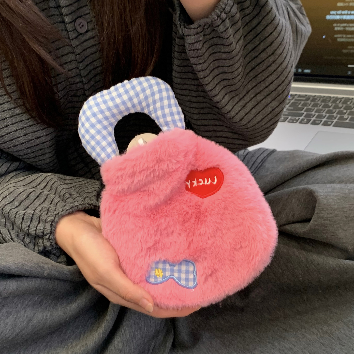 可爱手提热水袋小号注水暖水袋女生学生宿舍用暖手迷你便携暖宝宝