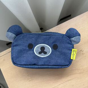 牛仔帆布笔袋女生男孩复古小众文具袋2025新款卡通小熊学生铅笔袋