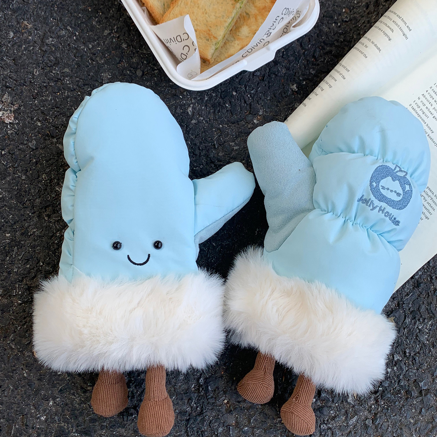 可爱冬季滑雪手套女户外骑行玩雪防寒防风加绒加厚保暖毛茸茸手套