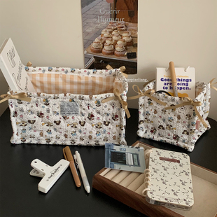 可爱狗狗收纳筐韩式布艺收纳篮桌面杂物发圈发饰床头小型收纳盒子