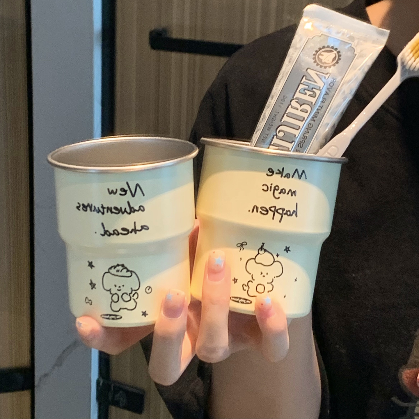 刷牙漱口杯高颜值2025新款防霉抗菌不锈钢牙杯洗漱杯儿童牙刷杯子