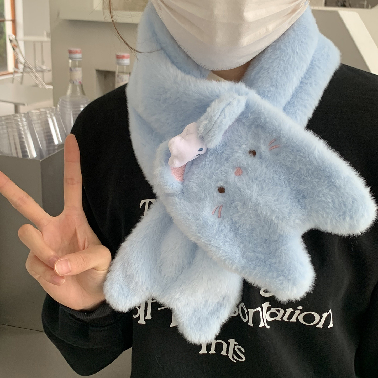 交叉款护颈围脖女冬季防寒保暖短款儿童卡通可爱厨师鼠毛绒围巾,服饰配件/皮带/帽子/围巾,围巾/丝巾/披肩,淘宝优惠券,粉丝福利购,淘宝优惠卷