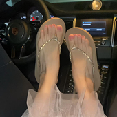 女夏外穿绝美露趾拖鞋 爆闪水钻坡跟人字拖 夏日海边沙滩夹脚拖鞋