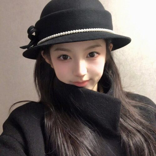 小香风蝴蝶结小礼帽女生秋冬高级感气质千金帽黑色赫本风毛毡帽子