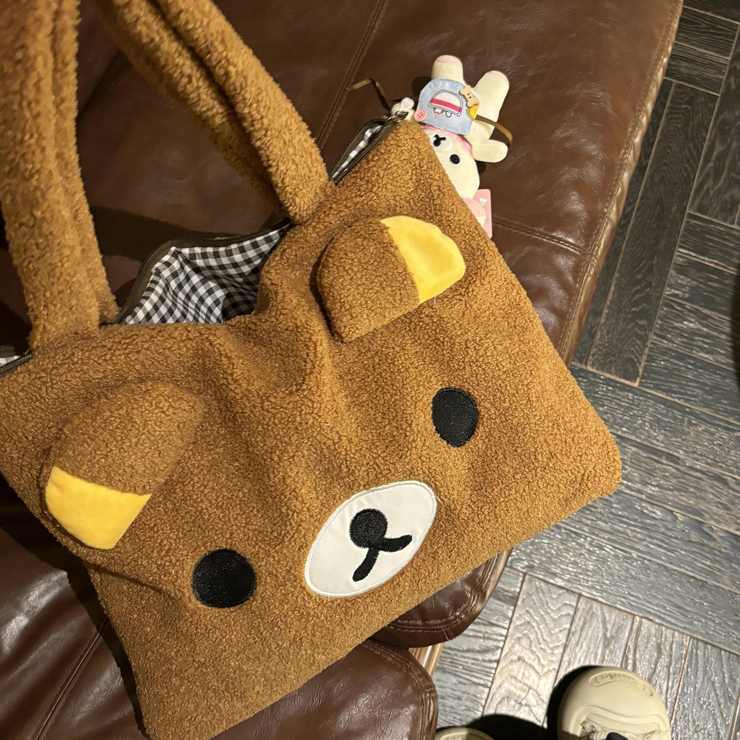 可爱小熊手提包秋冬百搭羊羔毛单肩包大容量通勤包包托特包毛绒包