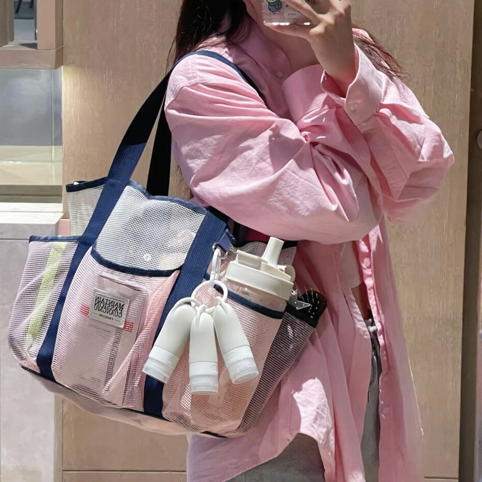 多巴胺网纱收纳袋！夏天运动健身游泳包便携防水手提包旅行沙滩包