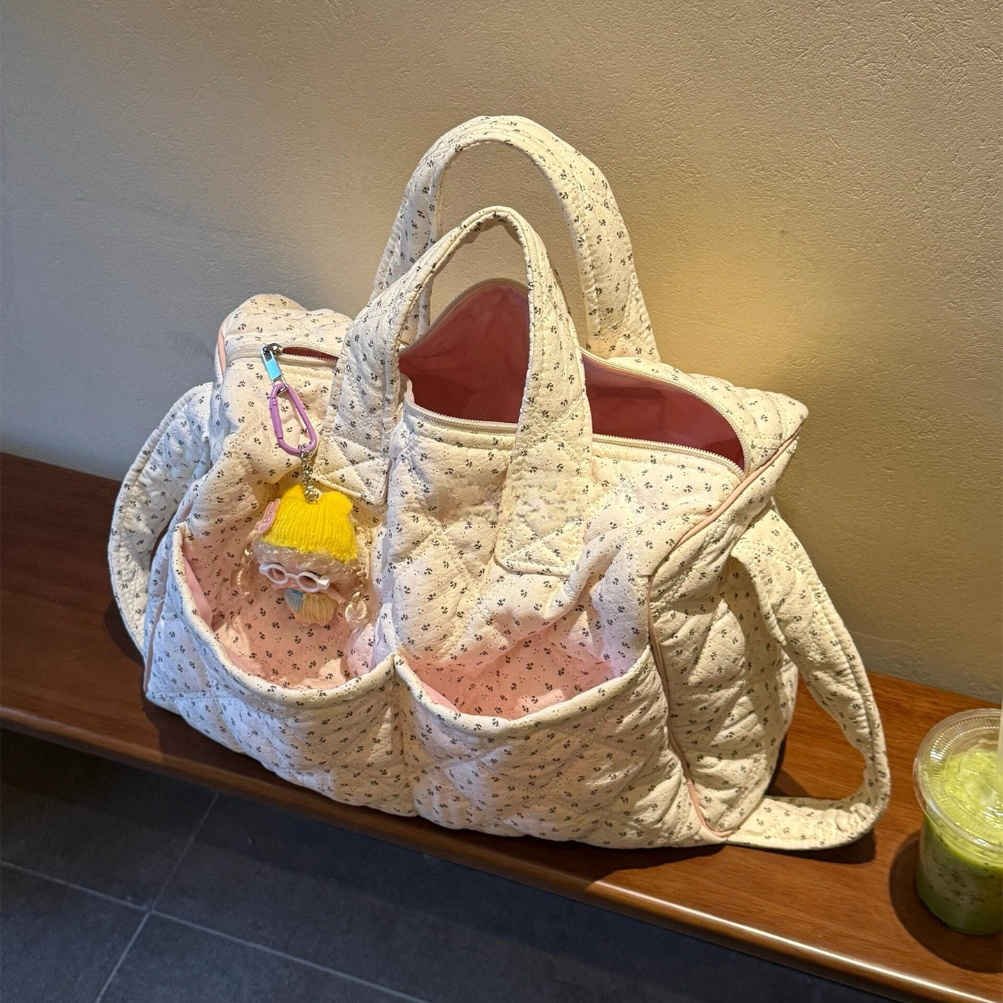 日韩风小碎花手提旅行包大容量女短途出差旅游行李袋多口袋斜挎包