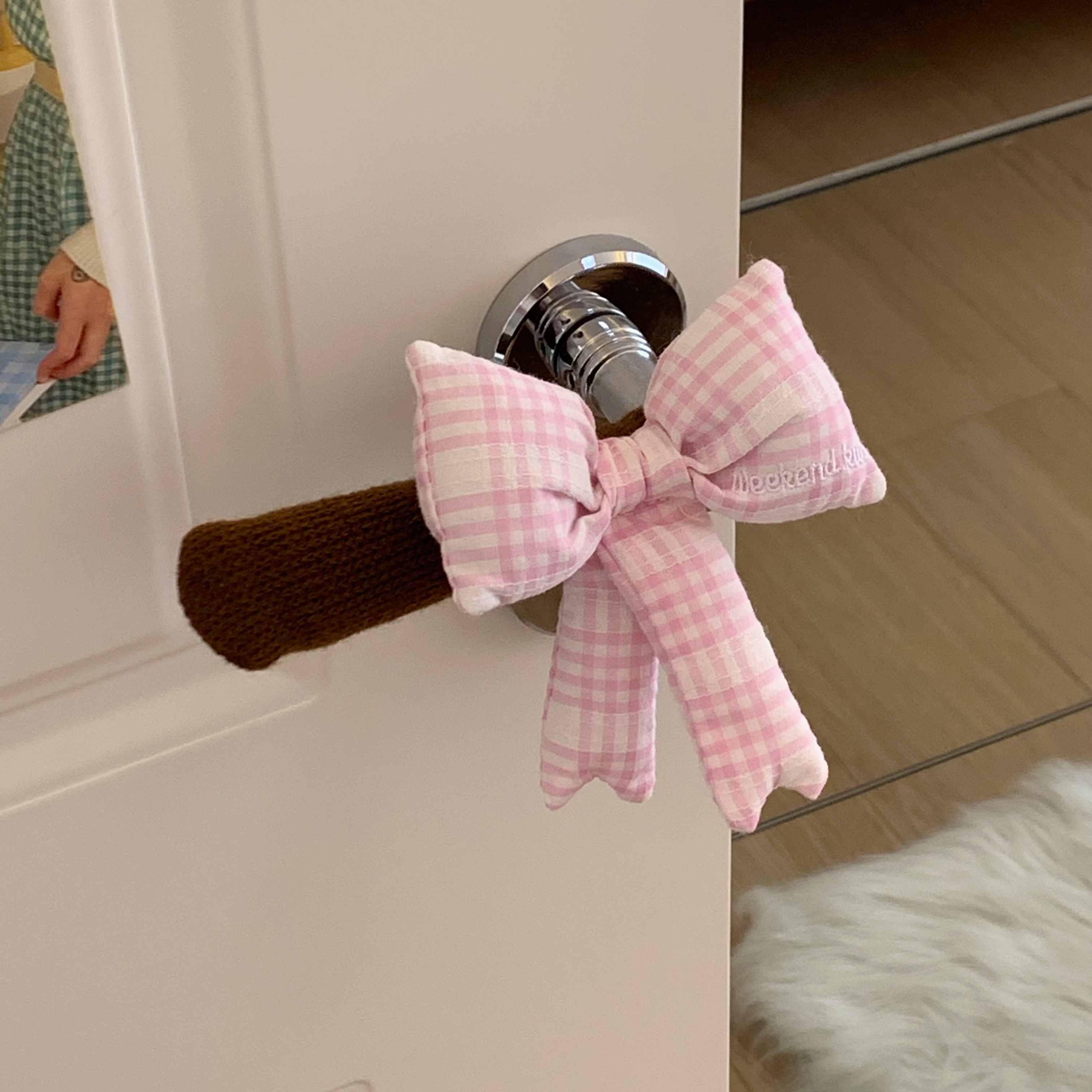 ins蝴蝶结入户门把手护套防撞门把手套保护套儿童女孩卧室门装饰