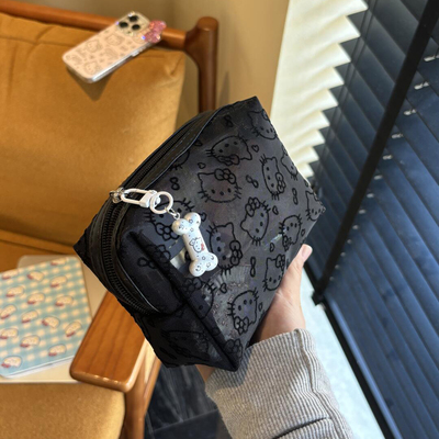 迷你网纱收纳袋kitty化妆包女便携随身洗漱包旅行杂物收纳内胆包