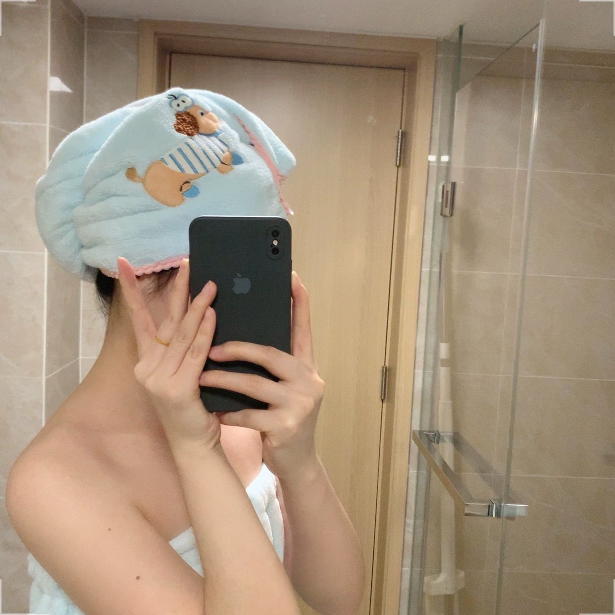 卡通小狗干发帽柔软珊瑚绒包头巾吸水速干浴帽家用可爱洗头发毛巾