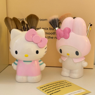 化妆刷收纳筒桌面刷子收纳笔筒收纳盒卡通可爱猫咪化妆刷桶化妆筒