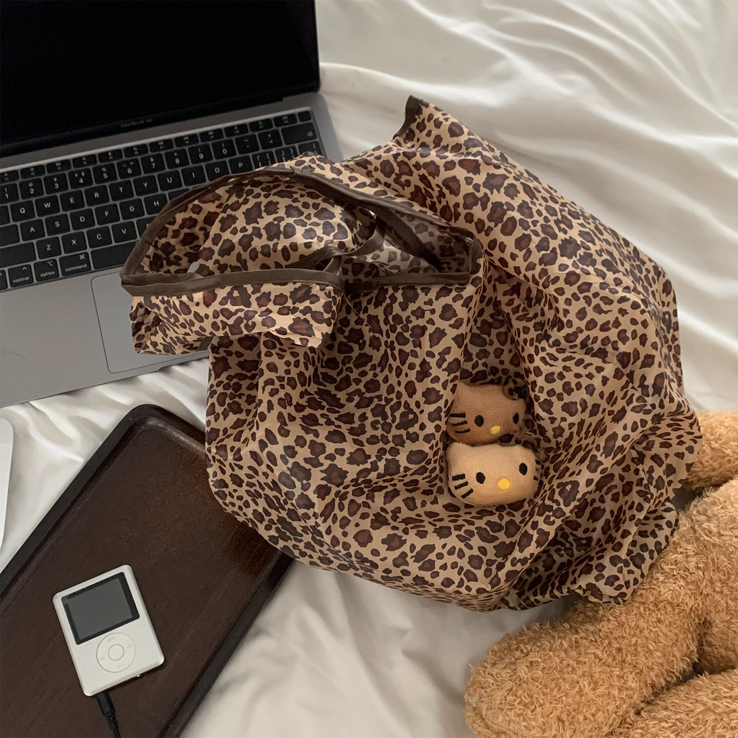 豹纹手提袋女新款折叠环保购物袋便携大容量通勤休闲布袋单肩包,收纳整理,购物袋/环保袋/帆布袋,淘宝优惠券,粉丝福利购,淘宝优惠卷