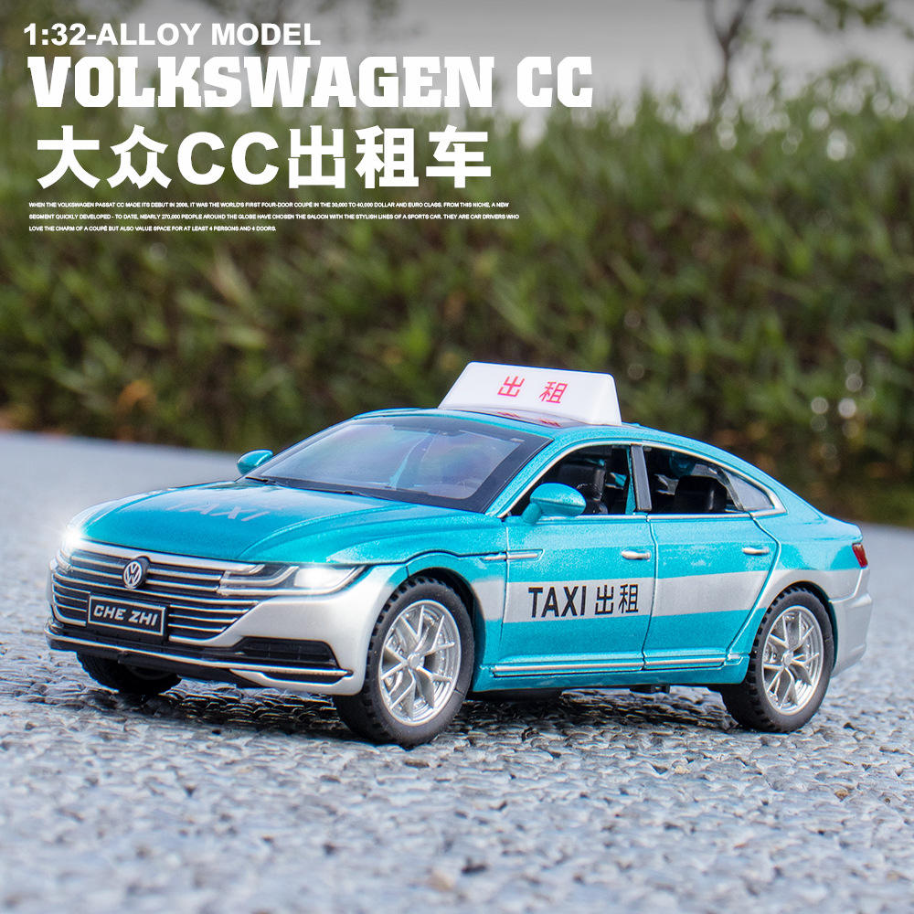 新款车致1:32大众CC出租车合金汽车模型声光玩具轿车TAXI的士盒装