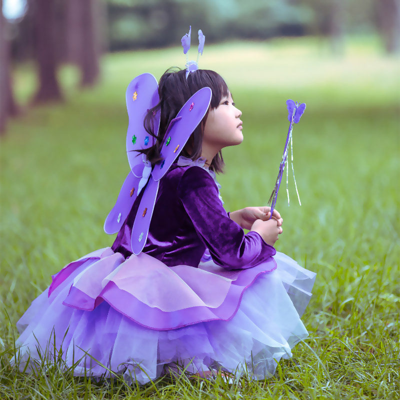 万圣节儿童服装化妆舞会女童巫婆精灵花仙子蝴蝶演出服公主裙幼儿