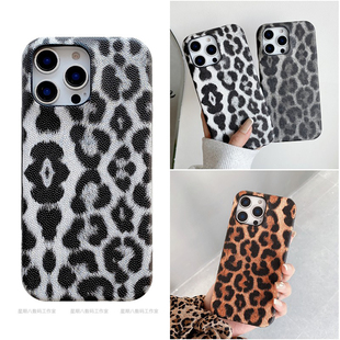 欧美复古豹纹皮质适用三星A55手机壳A54保护套三星A13 a14手机a15壳A22保护A51套A33高级感A35皮A34手机壳a53