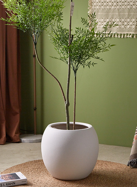北欧风陶瓷花盆高深简约白色客厅阳台酒店室内户外植物盆栽装饰盆