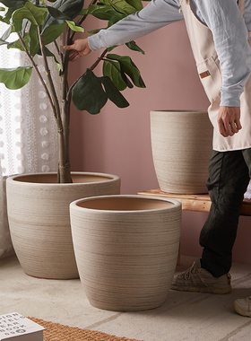 大码特大号陶瓷花盆种树发财树大口径50cm40以上栽树庭院园林花缸