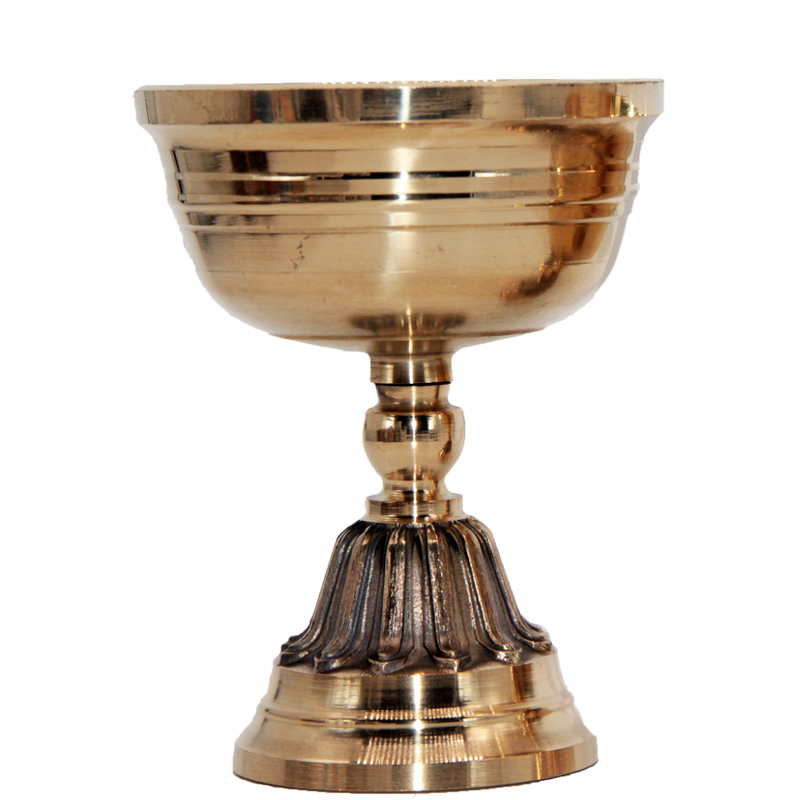 松吉仓 10号花脚灯黄铜酥油灯座 佛堂供品桌面摆件酥油食用油灯座