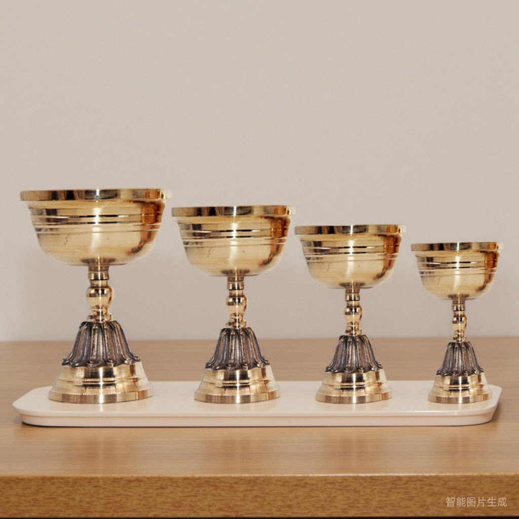 松吉仓 花脚灯黄铜酥油灯座供佛家用 长明灯固体酥油食用油都可用