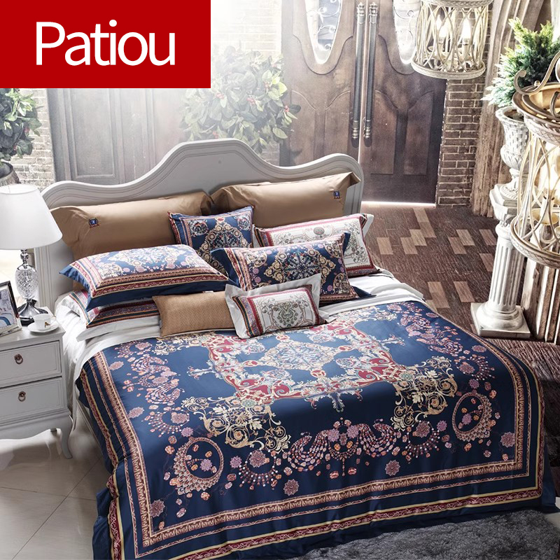 帕缇欧北欧风双人床上用品四件套皇锦缎纯棉床品床单被罩家纺套件