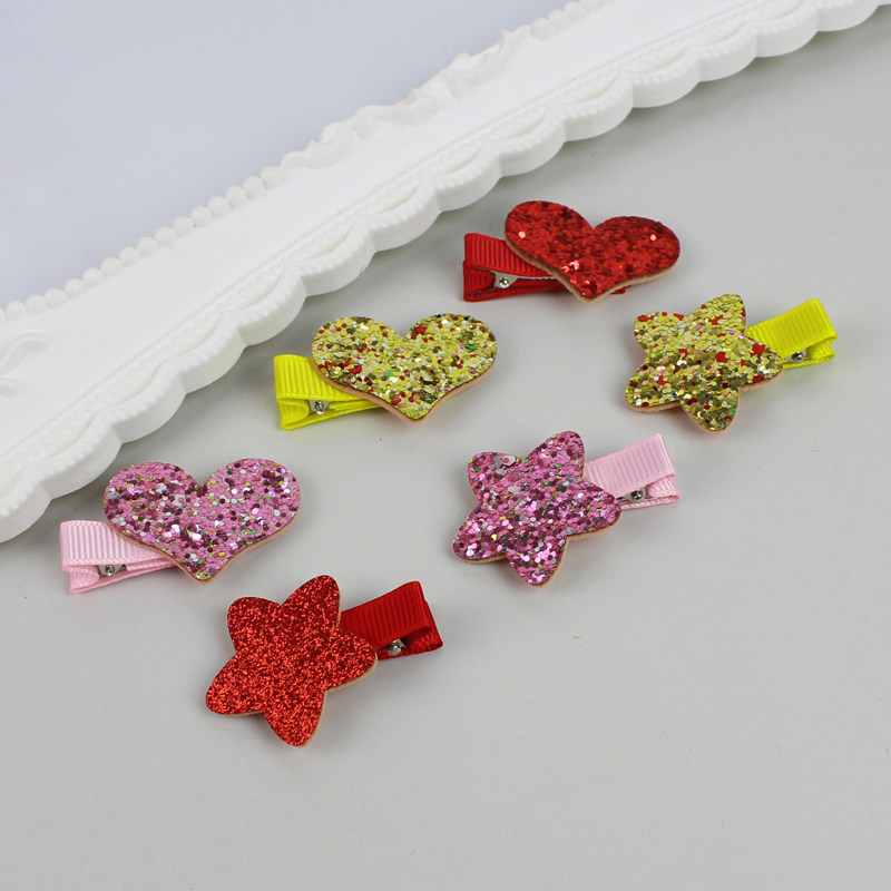 韩版儿童发夹亮片女宝宝小号发卡可爱星星桃心头夹刘海夹边夹