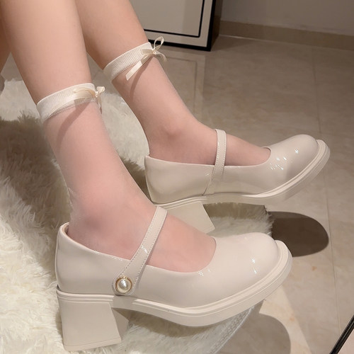 玻璃丝袜女法式lolita配玛丽珍