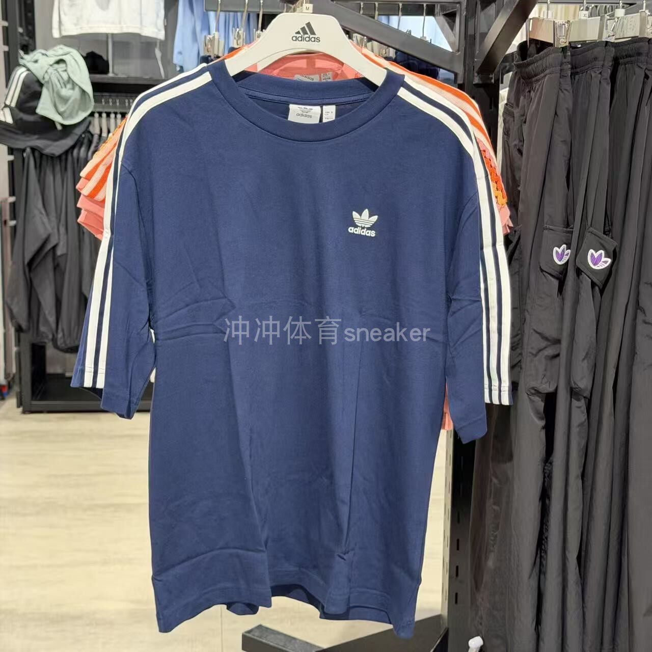 ADIDAS阿迪达斯正品 OVERSIZED TEE条纹运动休闲短袖体恤JP1059