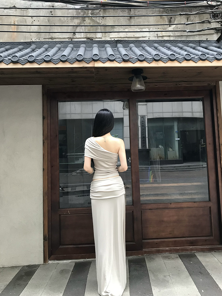 Women's Summer Short Top with Fishbone Design, Apricot Color, Off-Shoulder, Slim Fit, Stylish Top