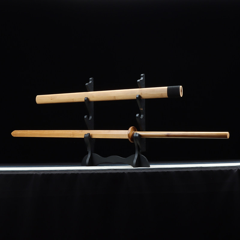 双手长剑加长手柄剑滚动转剑全竹质大宝剑武术训练习表演太极长剑