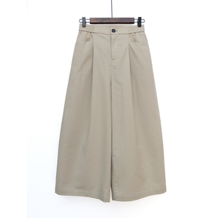 显瘦百搭亚麻裙裤 2026夏季 阔腿裤 仿麻料九分裤 透气 松紧腰休闲款