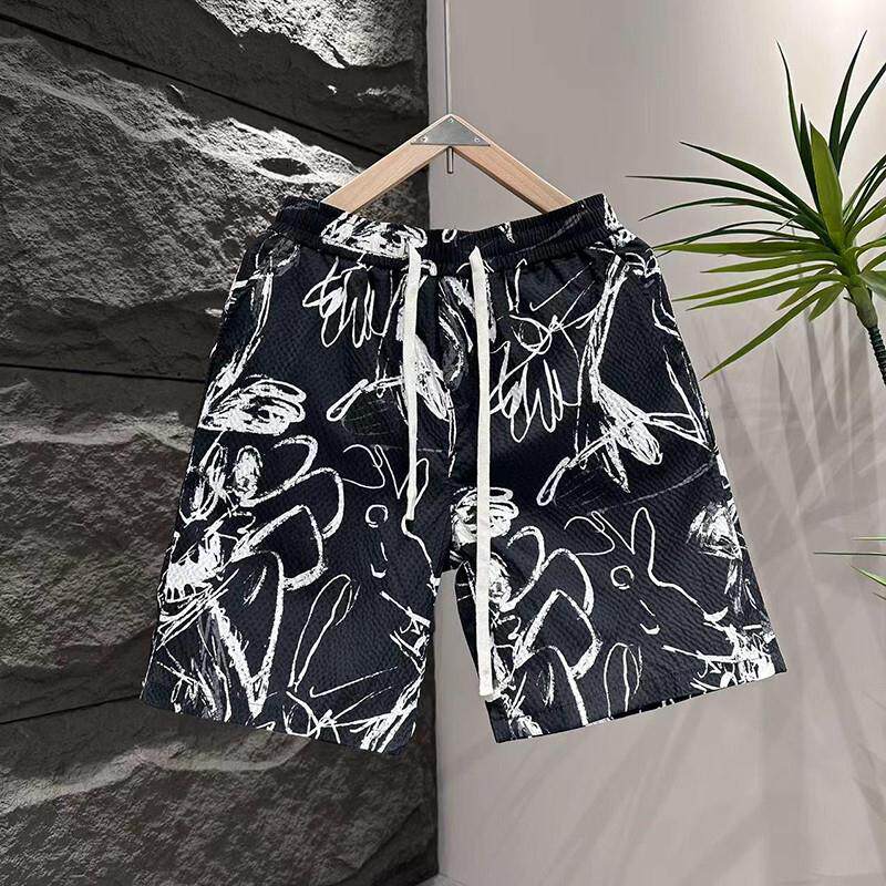 冰丝速干网红短裤男2026新款夏季潮牌美式宽松休闲运动沙滩五分裤