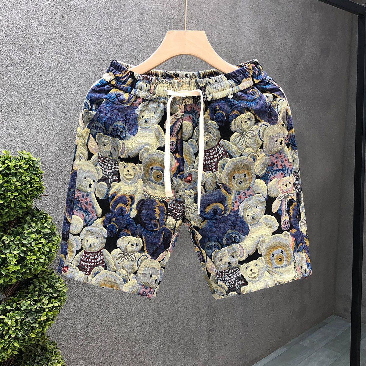 冰丝休闲印花短裤速干男士新款潮牌夏季宽松五分裤沙滩裤个性时尚