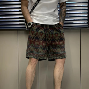 宽松百搭情侣休闲五分裤 潮流花型外穿中裤 男时尚 民族风印花短裤