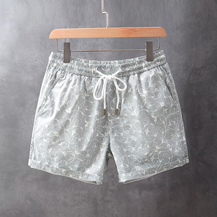 抽绳松紧腰吸汗透气宽松五分裤 灰色休闲短裤 薄款 新款 子男 男夏季