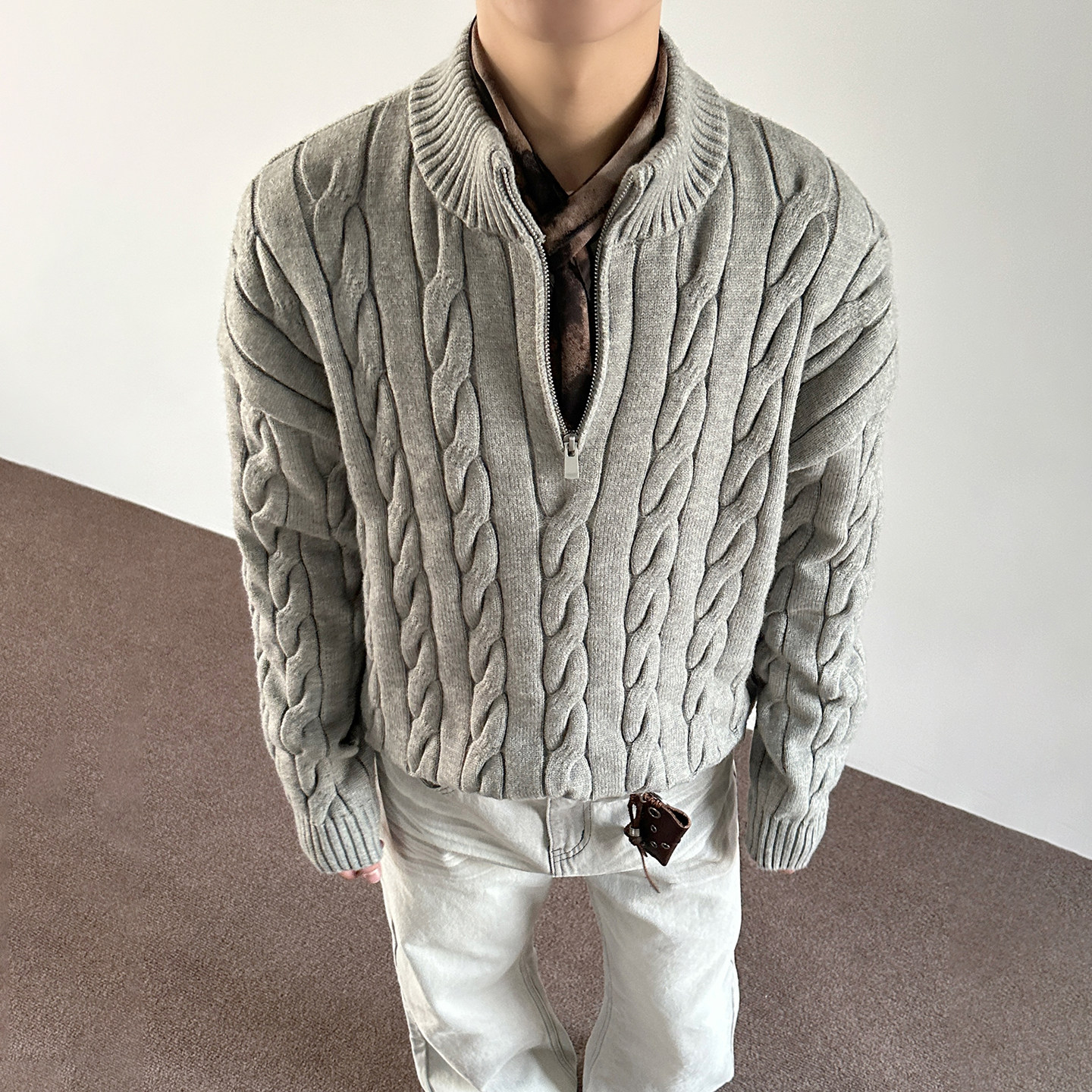 毛衣男针织毛衫潮牌帅气美式复古