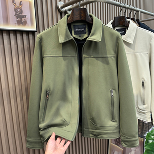 极简高智风密织重磅水洗拉链翻领夹克男士2025新款春秋短款外套男