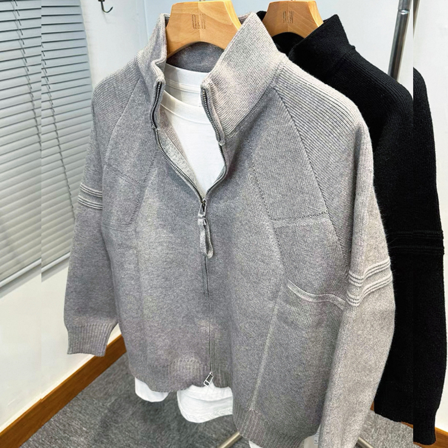 针织开衫毛衣男春秋冬季2025新款潮流帅气纯色百搭休闲宽松男外套