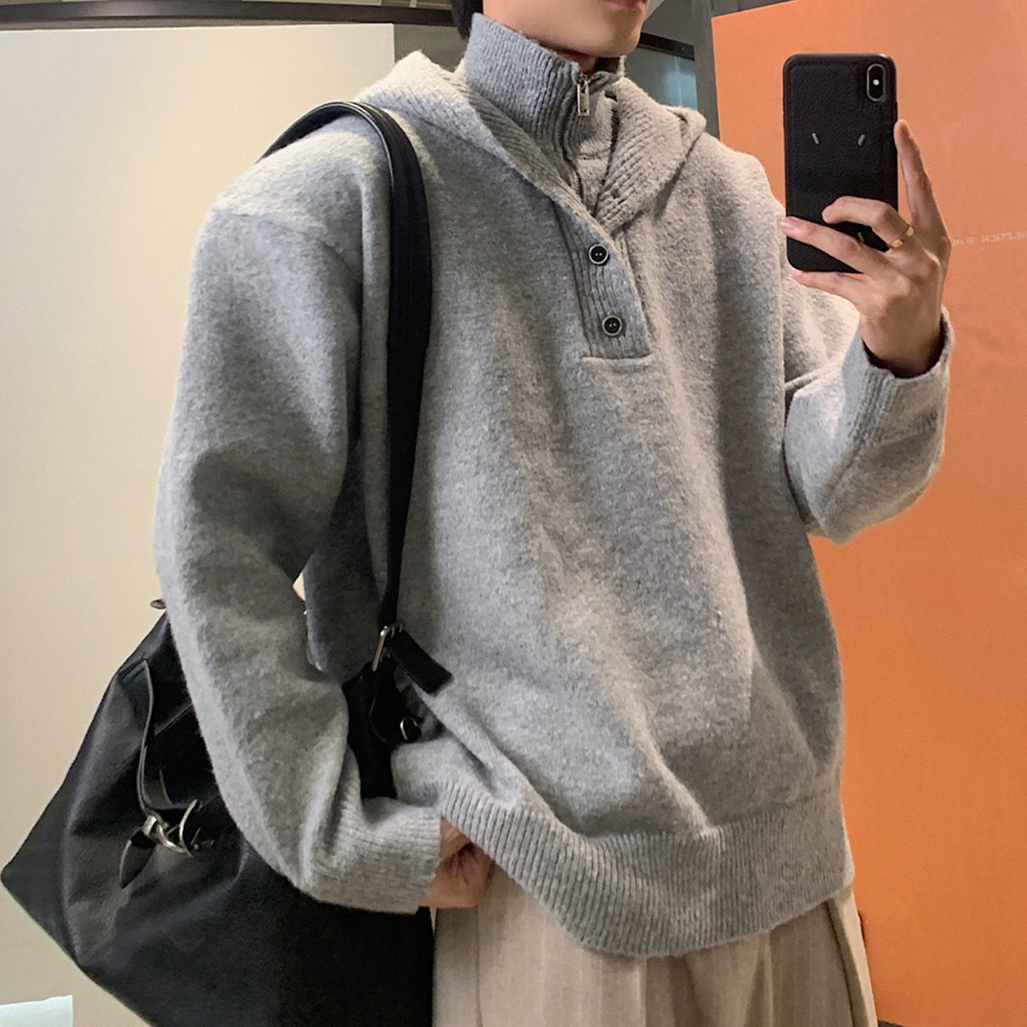 毛衣男针织毛衫潮牌帅气美式复古