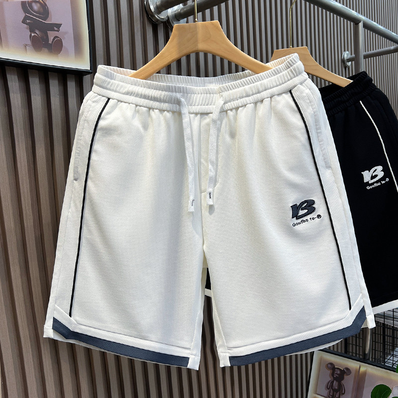 夏季撞色拼接休闲短裤男潮牌运动五分裤健身篮球潮流直筒宽松中裤