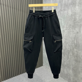 男士 拉链大口袋束脚休闲男裤 子时尚 2025秋季 卫裤 裤 九分裤 厚料工装