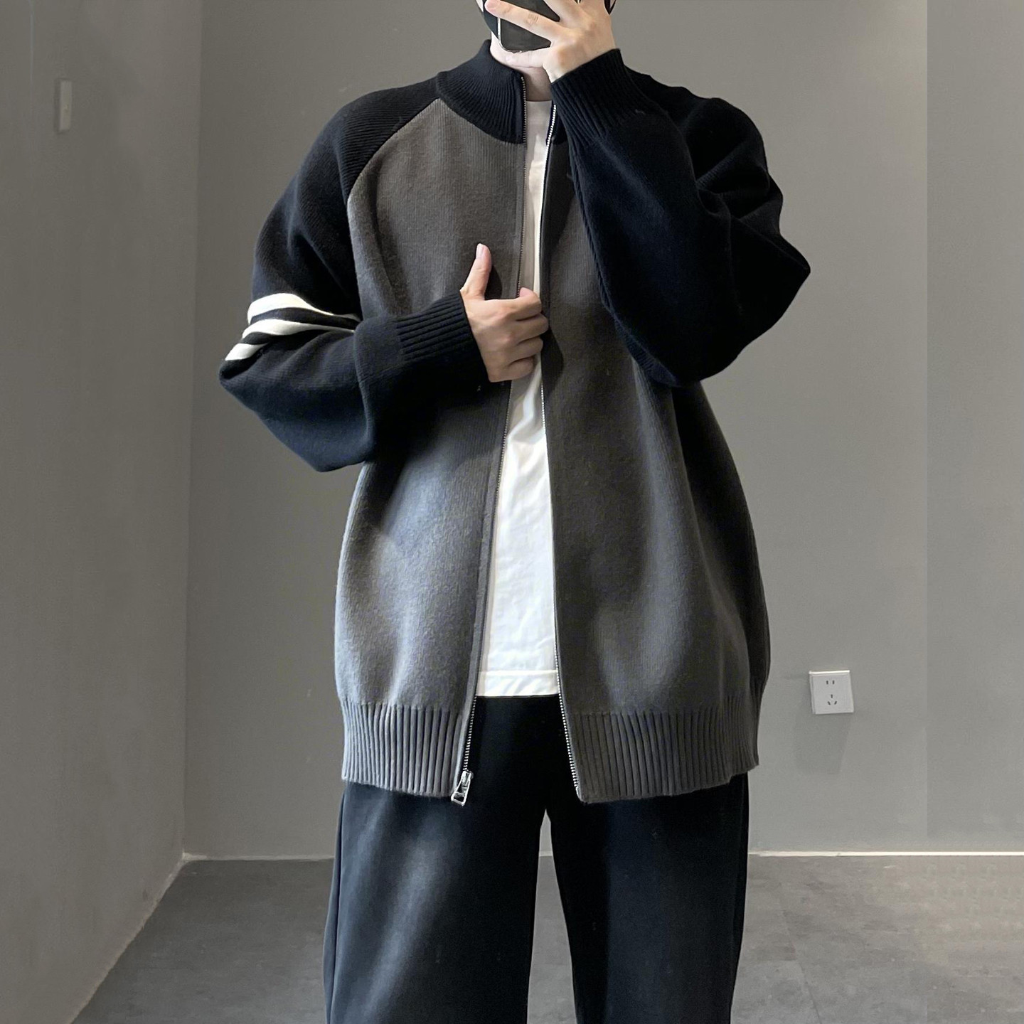 棒球服针织开衫外套男生2025秋冬季新款时尚刺绣毛衣夹克秋装上衣