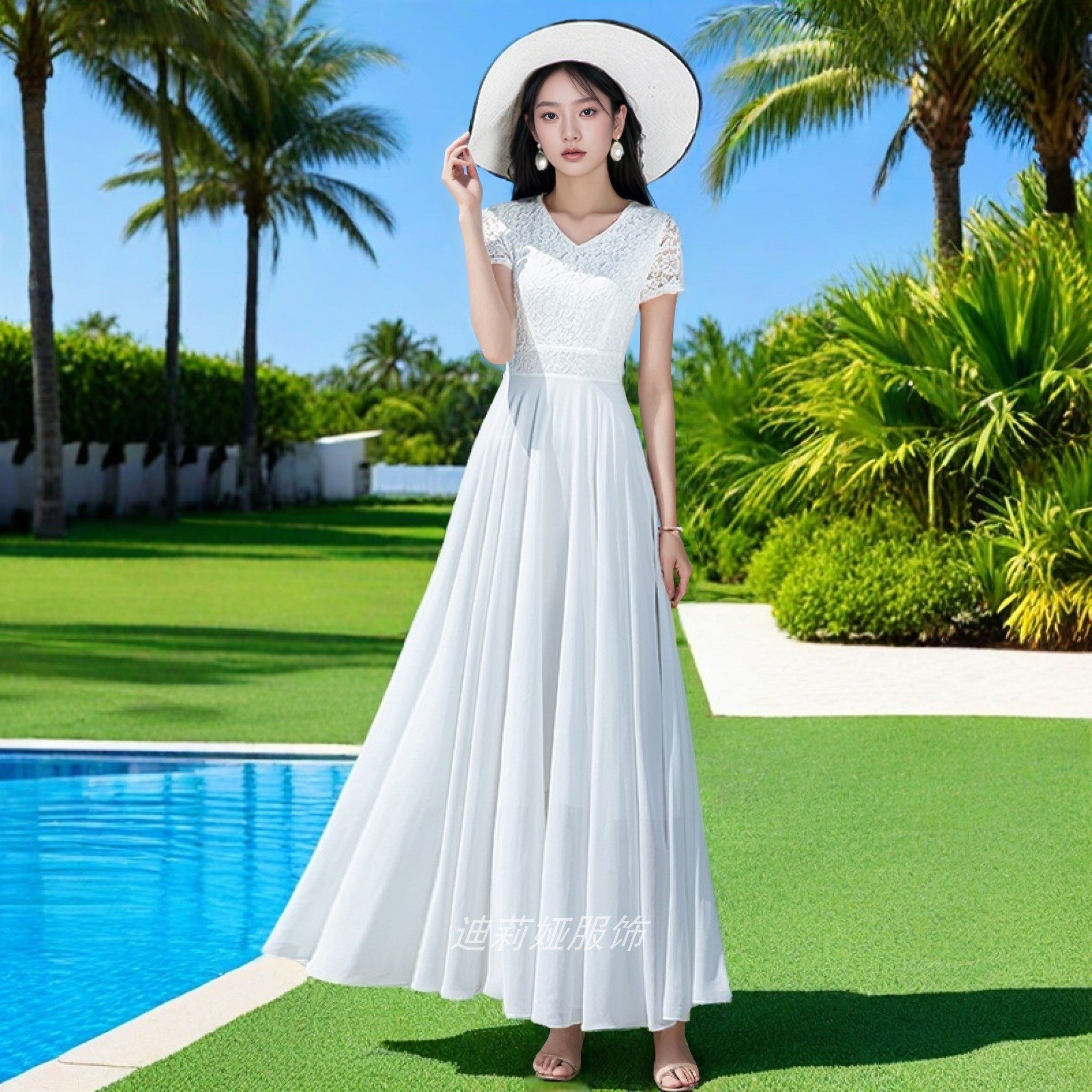 三亚大摆连衣裙夏季时尚显瘦高级感大码长裙沙滩裙女海边度假超仙