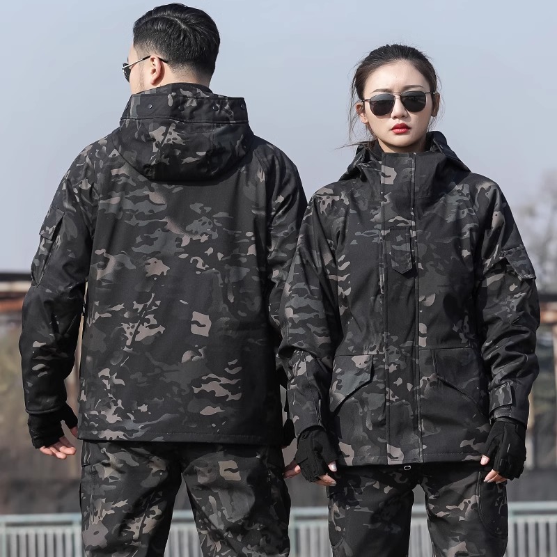 冬季加绒加厚迷彩服外套男暗夜新式军迷男士三合一冲锋衣外套夹克
