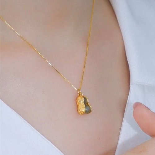 奥特莱斯18k金好事花生女项链