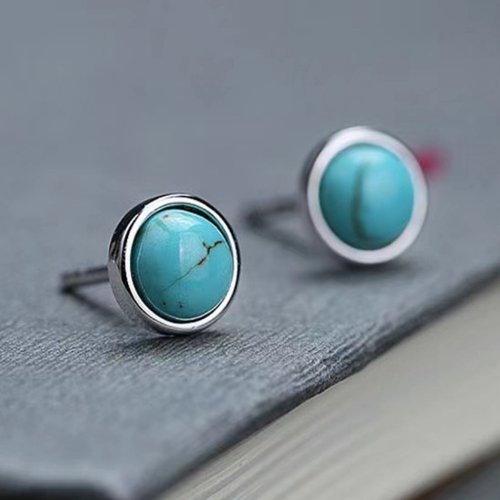 奥特莱斯清仓捡漏绿松石色耳钉